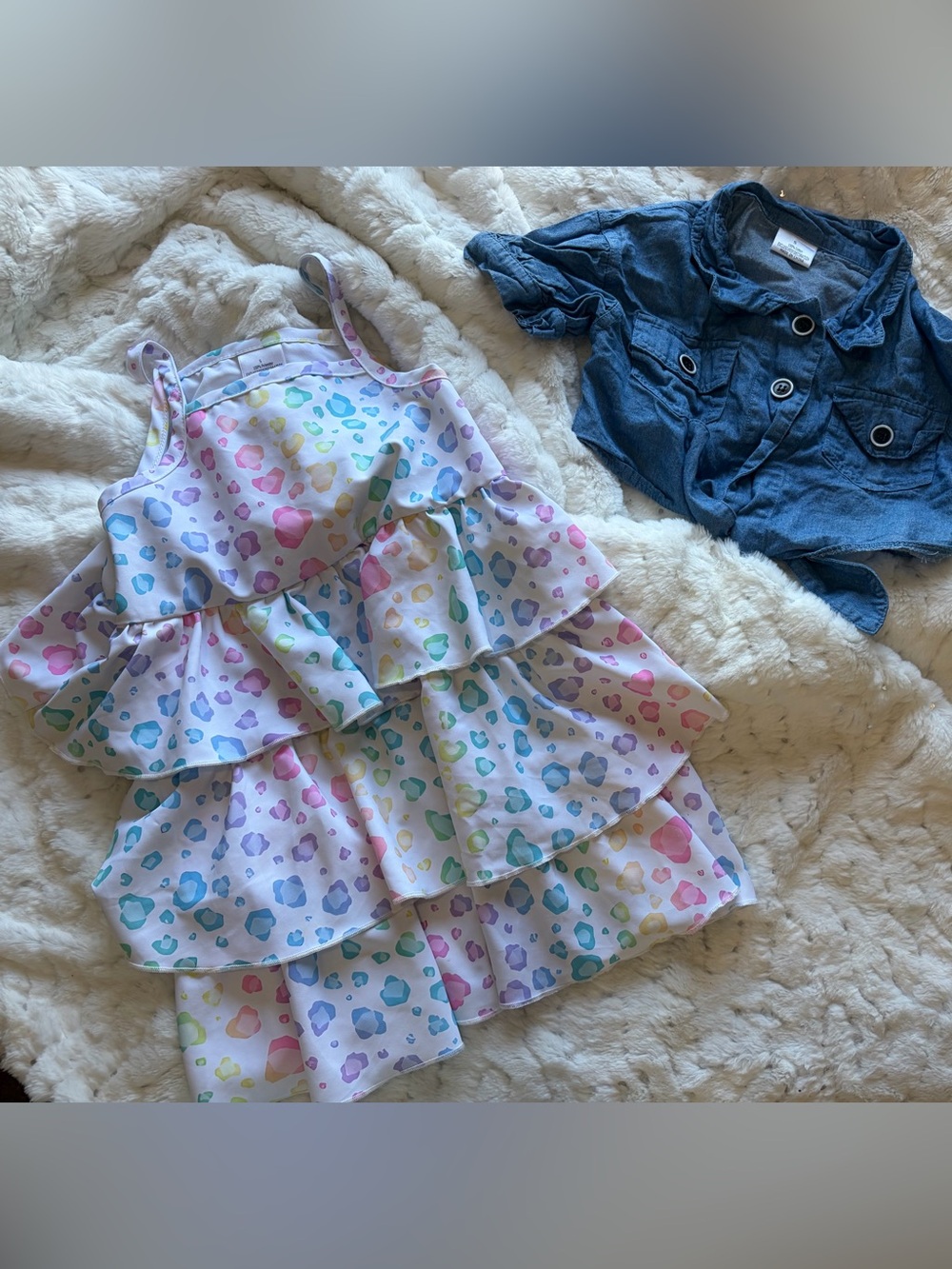 ๐ Boutique Toddler Small Rainbow Leopard Dress Set - Picture 1 of 6